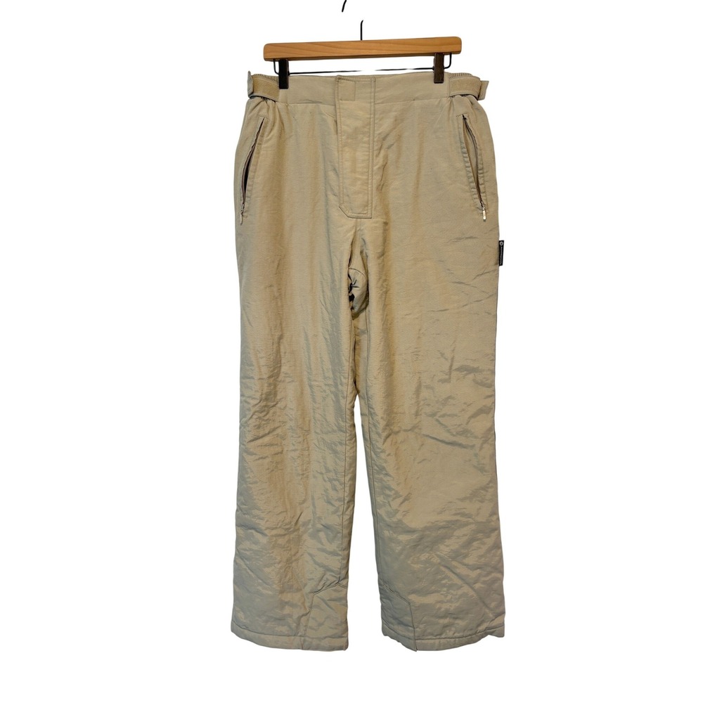 Rossignol Ski Pants Beige Insulated Snow Pants Waterproof Zip Pocket Size L